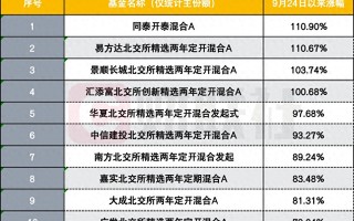 9.24以来哪些基金猛涨？4只净值反弹超100%，北交所成“财富密码”