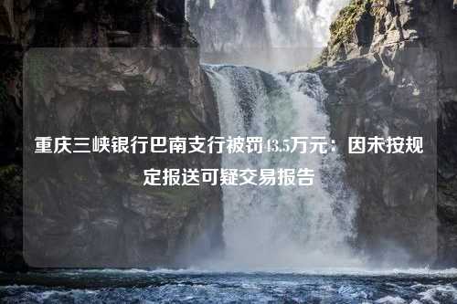 重庆三峡银行巴南支行被罚43.5万元：因未按规定报送可疑交易报告